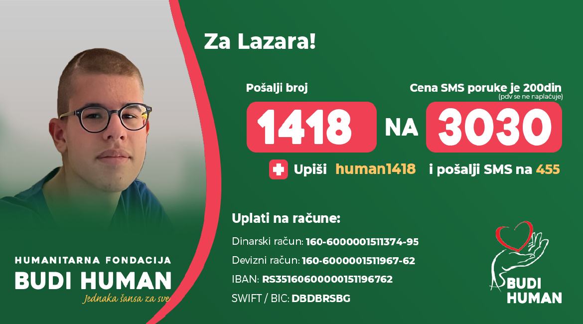 Lazaru Živanoviću (14) dijagnostikovan tumor na mozgu